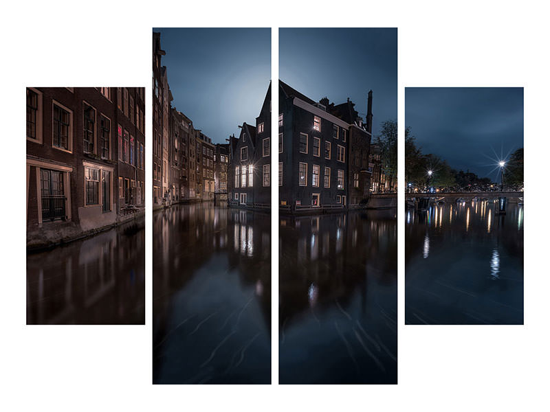 4-piece-canvas-print-the-house-under-the-moonlight