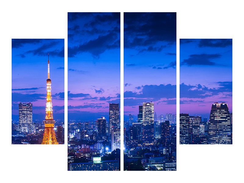 4-piece-canvas-print-tokyo-night-view