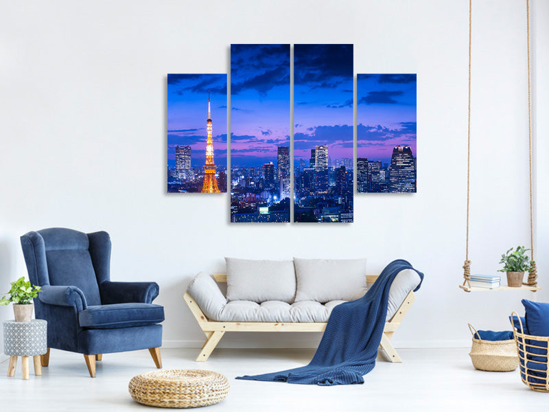 4-piece-canvas-print-tokyo-night-view