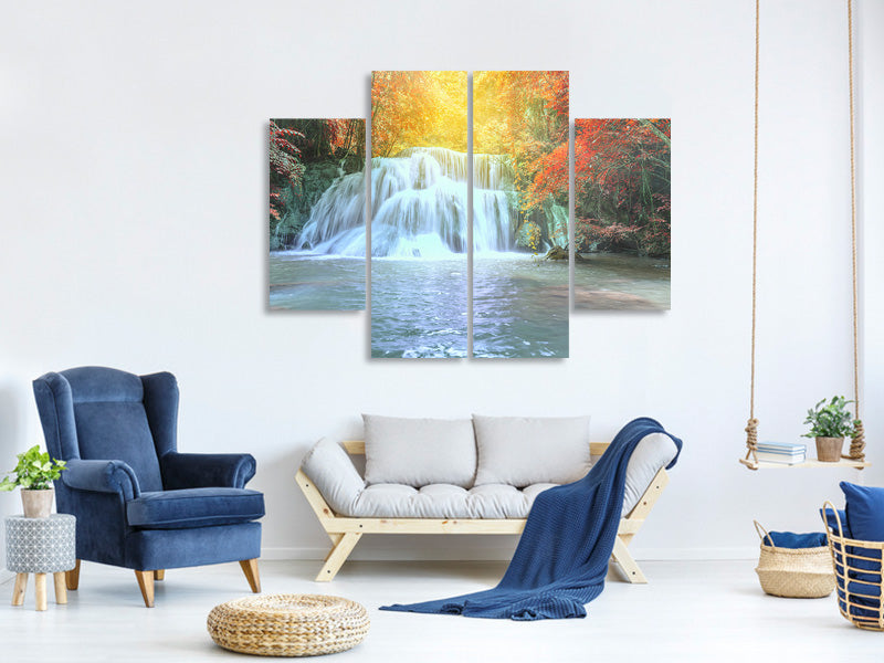 4-piece-canvas-print-waterfall-in-light