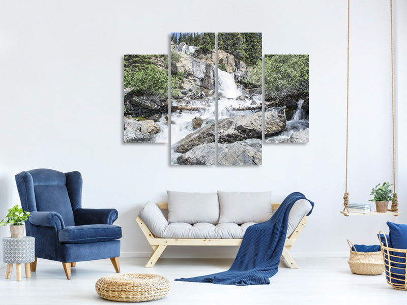 4-piece-canvas-print-wild-waterfall-in-the-forest