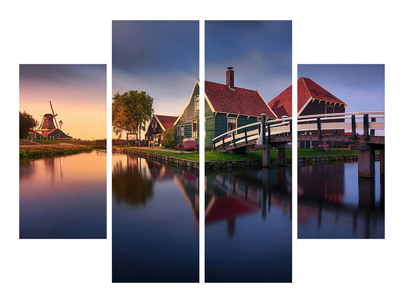 4-piece-canvas-print-zaanse-schans-green-house