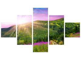 5-piece-canvas-print-a-summer-landscape-at-sunrise