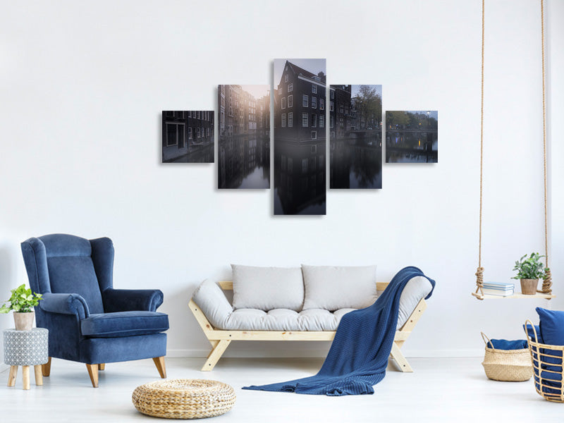 5-piece-canvas-print-amsterdam-morning-i