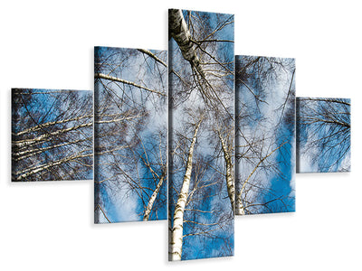 5-piece-canvas-print-birch-crowns