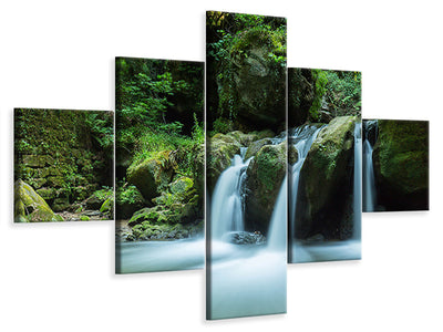 5-piece-canvas-print-falling-water-in-the-wood