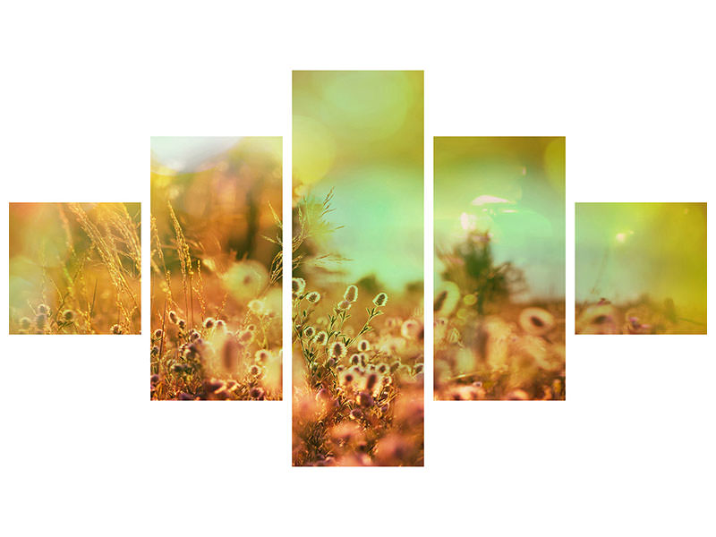 5-piece-canvas-print-flower-meadow-at-twilight