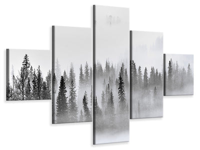 5-piece-canvas-print-foggy-forest