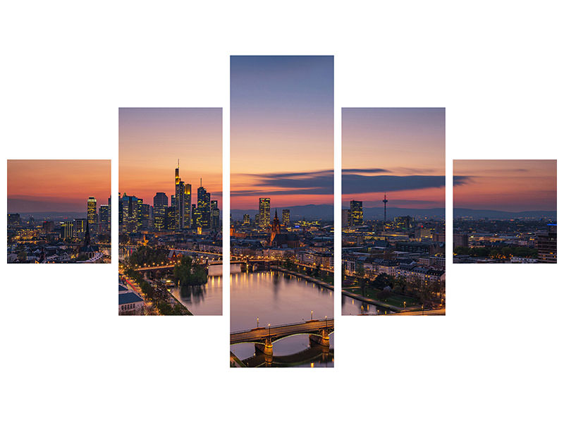 5-piece-canvas-print-frankfurt-skyline-at-sunset