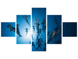 5-piece-canvas-print-hammerhead-shark-underwater-photography