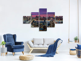 5-piece-canvas-print-manhattan-skyline-during-beautiful-sunset