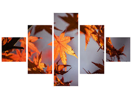 5-piece-canvas-print-maple-leaves-in-autumn