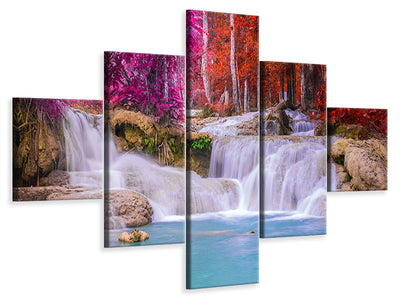 5-piece-canvas-print-paradisiacal-waterfall