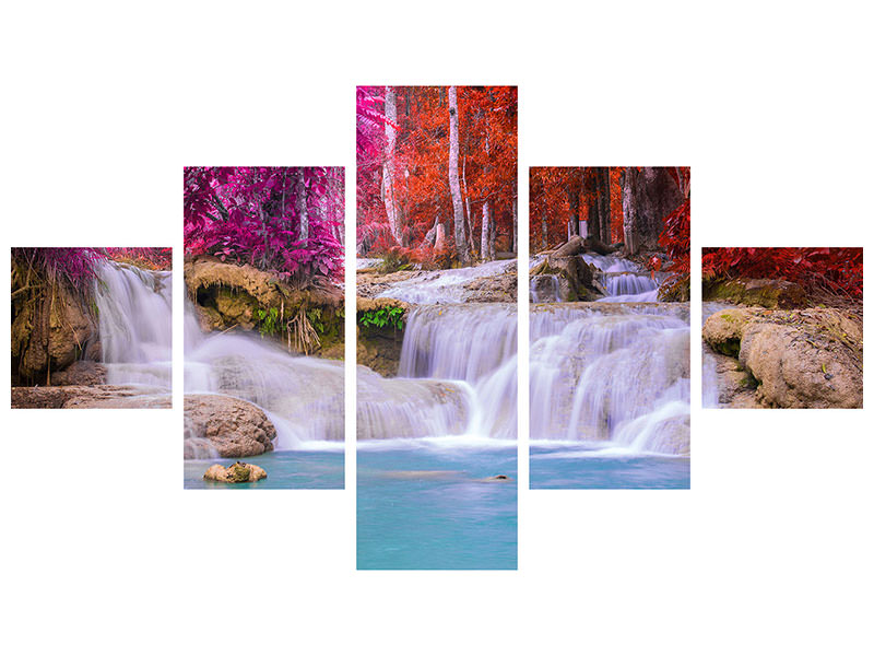 5-piece-canvas-print-paradisiacal-waterfall