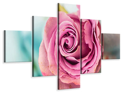 5-piece-canvas-print-roseblossom-in-pink