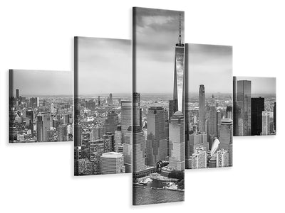 5-piece-canvas-print-skyline-black-and-white-photography-new-york