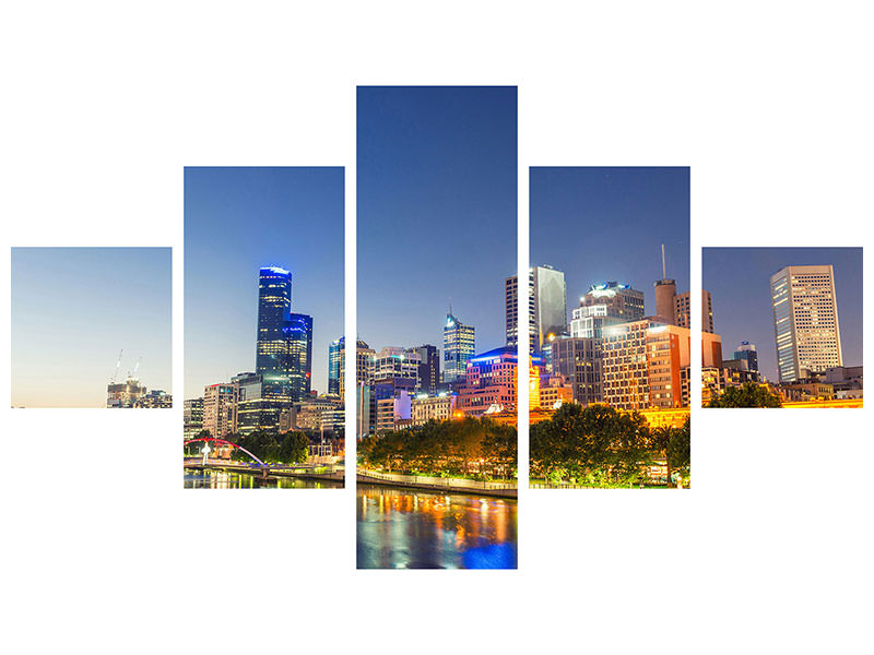 5-piece-canvas-print-skyline-sydney-at-dusk