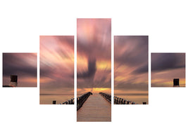 5-piece-canvas-print-spectacular-sunset-on-the-bridge