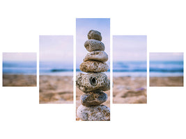 5-piece-canvas-print-stone-pile-on-the-beach
