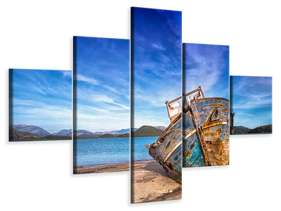 5-piece-canvas-print-stranded-boat