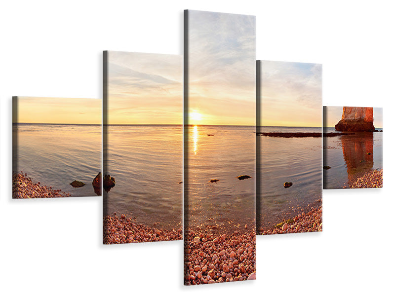 5-piece-canvas-print-sunset-in-atretat