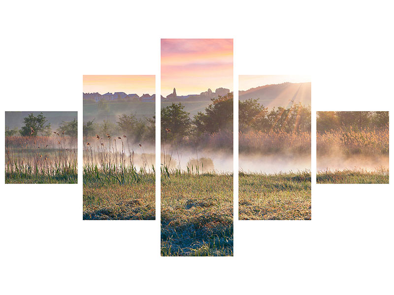 5-piece-canvas-print-sunset-on-hill