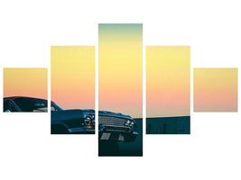 5-piece-canvas-print-vintage-car-in-the-evening-light