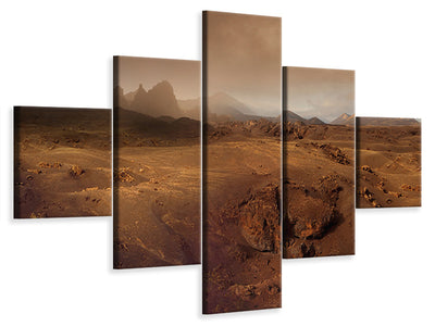 5-piece-canvas-print-volcanic-landscape-in-the-morning-fog