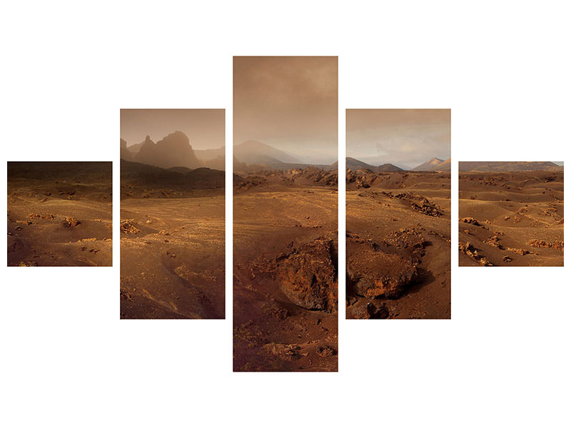 5-piece-canvas-print-volcanic-landscape-in-the-morning-fog