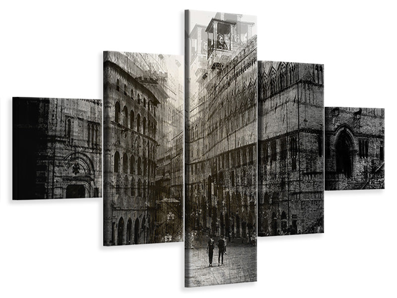 5-piece-canvas-print-walking-in-the-square