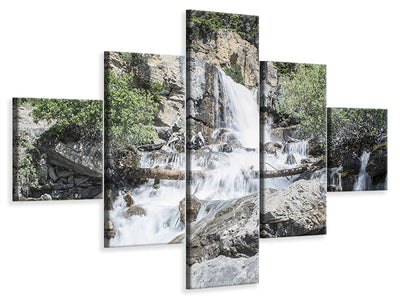 5-piece-canvas-print-wild-waterfall-in-the-forest