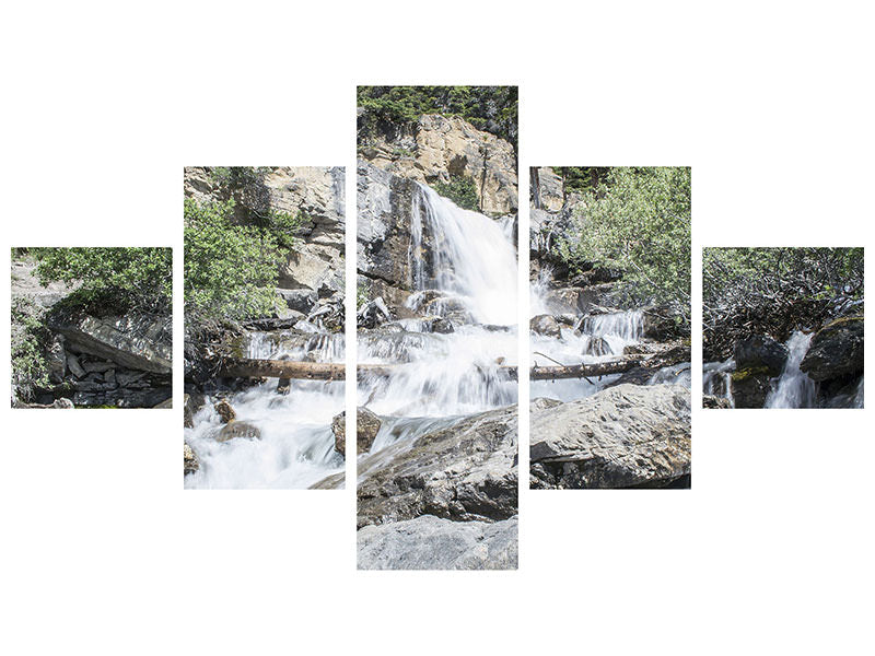 5-piece-canvas-print-wild-waterfall-in-the-forest