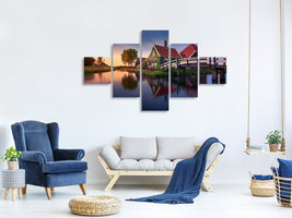 5-piece-canvas-print-zaanse-schans-green-house