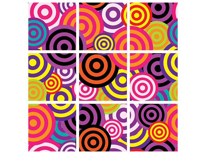 9-piece-canvas-print-colorful-retro-circles