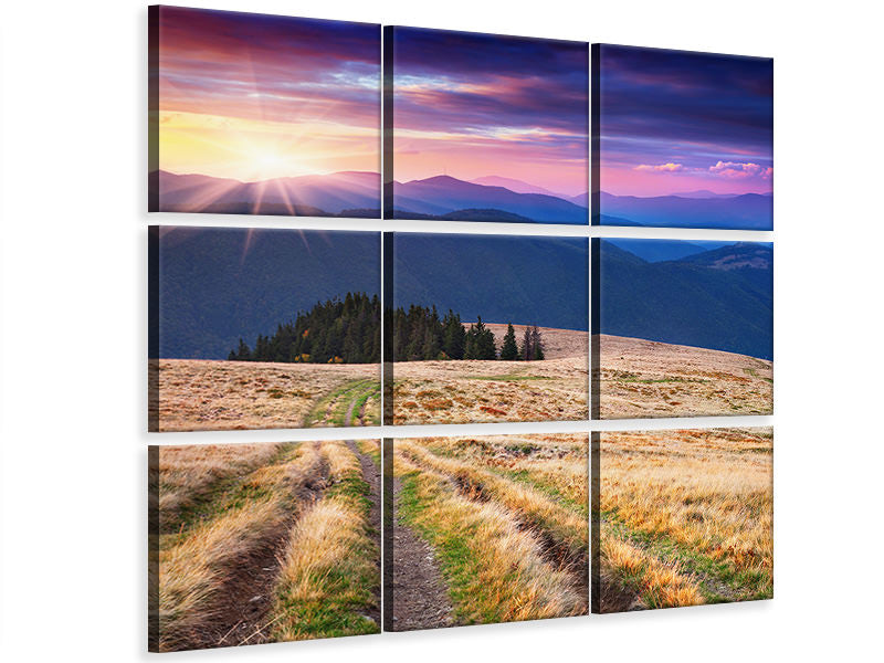 9-piece-canvas-print-sunset-in-the-mountain-scenery