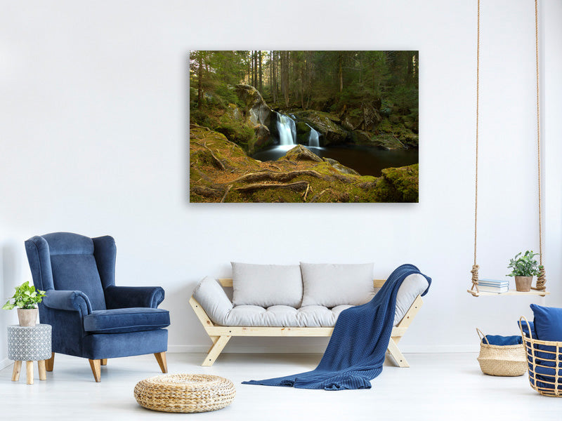 canvas-print-small-waterfall-in-the-forest