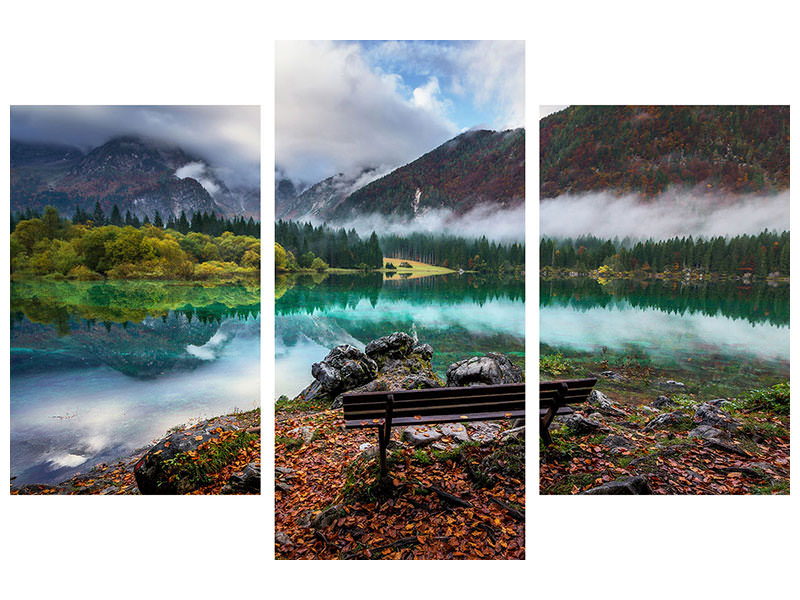 modern-3-piece-canvas-print-bench-by-the-lake