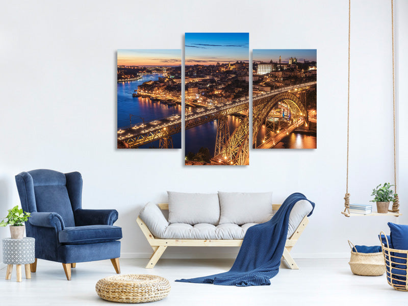 modern-3-piece-canvas-print-portugal-porto-blue-hour