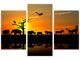 modern-3-piece-canvas-print-safari-animals-at-sunset