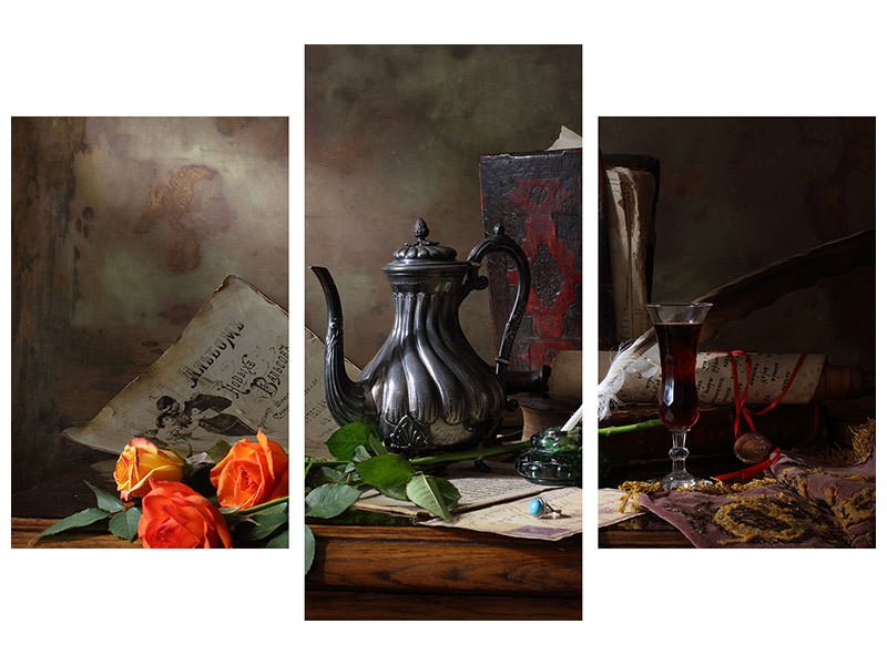 modern-3-piece-canvas-print-still-life-with-teapot-and-roses