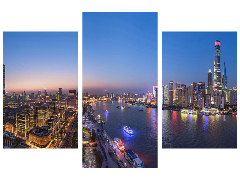 modern-3-piece-canvas-print-the-blue-hour-in-shanghai