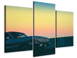 modern-3-piece-canvas-print-vintage-car-in-the-evening-light