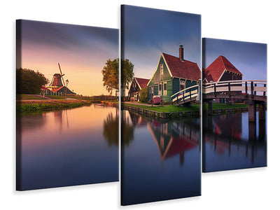 modern-3-piece-canvas-print-zaanse-schans-green-house