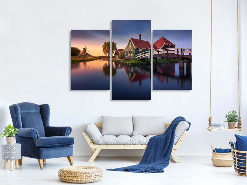 modern-3-piece-canvas-print-zaanse-schans-green-house