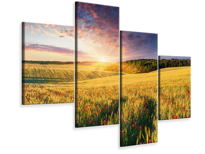modern-4-piece-canvas-print-a-flower-field-at-sunrise