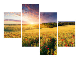 modern-4-piece-canvas-print-a-flower-field-at-sunrise