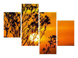 modern-4-piece-canvas-print-a-shrub-in-the-sunset