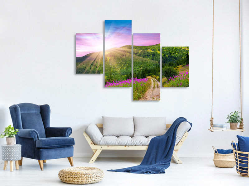 modern-4-piece-canvas-print-a-summer-landscape-at-sunrise