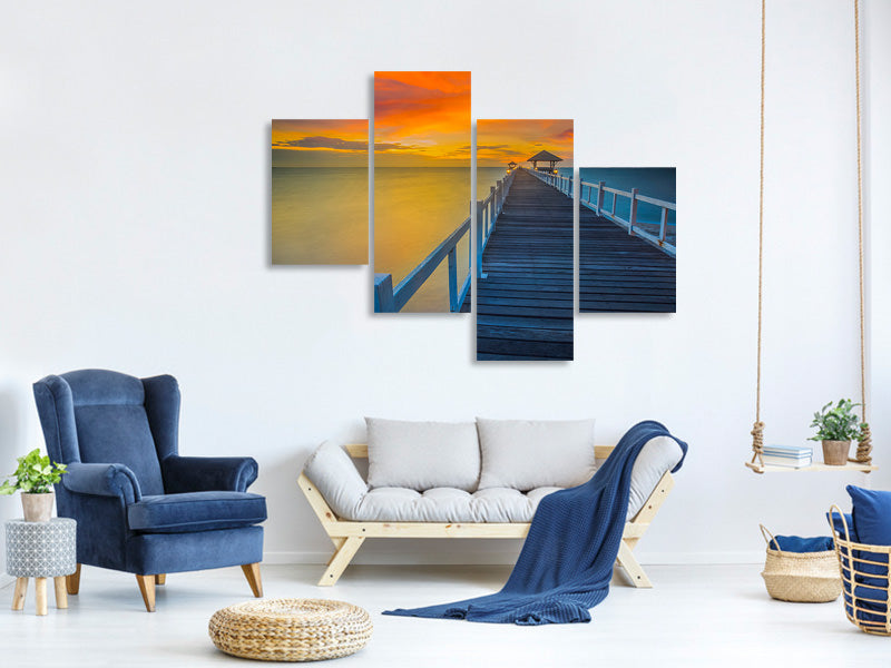 modern-4-piece-canvas-print-a-wooden-bridge-in-the-far-east