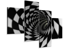 modern-4-piece-canvas-print-abstract-tunnel-black-white